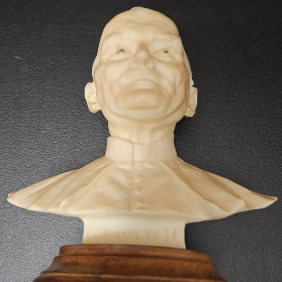 A. Santini Bust of Pope John Paul II on a Wood Base - Picture 7 of 13
